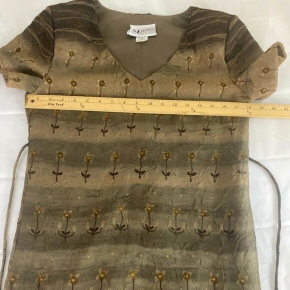 Vintage Y2K S.L. Fashions Dress Women 8 Green Floral Embroidered Maxi Boho Fairy - Picture 3 of 12